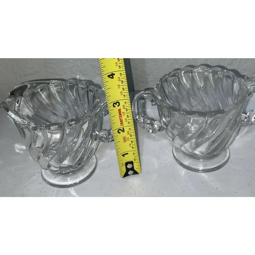 VTG Fostoria Crystal Colony Swirl Pattern Pickle Tidbit Dish Creamer Sugar‎ Lot